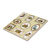 Quirky  omlijnd kattenpatroon tegeltje (Zijkant)