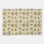 Quirky omlijnd kattenpatroon theedoek (Horizontaal)