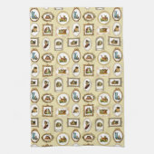 Quirky omlijnd kattenpatroon theedoek (Verticaal)