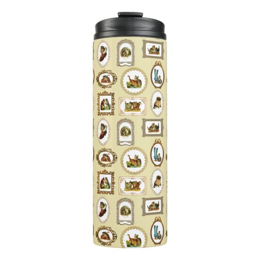 Quirky  omlijnd kattenpatroon thermosbeker (Voorkant)