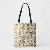 Quirky  omlijnd kattenpatroon tote bag (Voorkant)