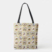 Quirky  omlijnd kattenpatroon tote bag (Achterkant)