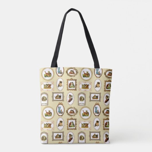 Quirky  omlijnd kattenpatroon tote bag (Achterkant)