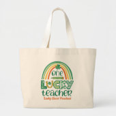 Quirky One Lucky Teacher St Patrick's Day Grote Tote Bag (Voorkant)