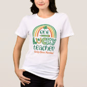 Quirky One Lucky Teacher St Patrick's Day Tri-Blend Shirt (Voorkant)