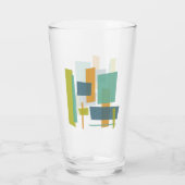 Quirky Oranje Blauwe Groene Rechthoeken Mideeuw Glas (Achterkant)