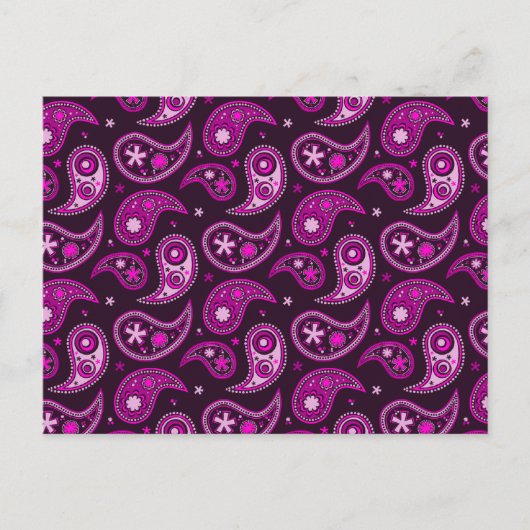 Quirky Paars Paisley Briefkaart (Voorkant)