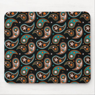 Quirky Paisley Turquoise en Oranje Muismat
