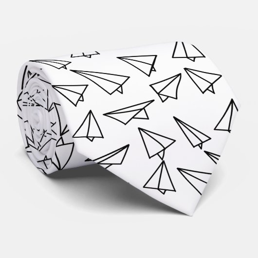 Quirky Paper Airplane Pattern Stropdas (Opgerold)