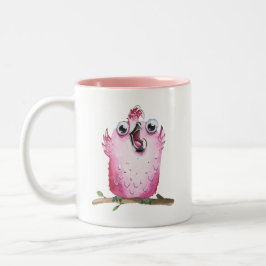 Quirky Pink Chirping Bird Collectible Tweekleurige Koffiemok