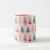Quirky Pink Girly Feminine-kerstbomen  Tweekleurige Koffiemok (Center)