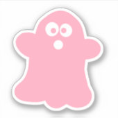 Quirky Pink Halloween Ghost Sticker (Voorkant)