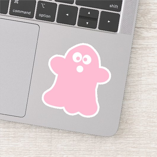 Quirky Pink Halloween Ghost Sticker (Detail)