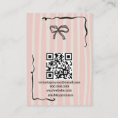 Quirky Pink Hand-Drawn Bow Jewelry Earring Visitekaartje (Achterkant)