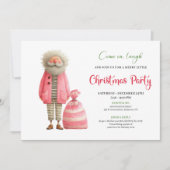 Quirky pink santa minimalist Christmas party  Kaart (Voorkant)