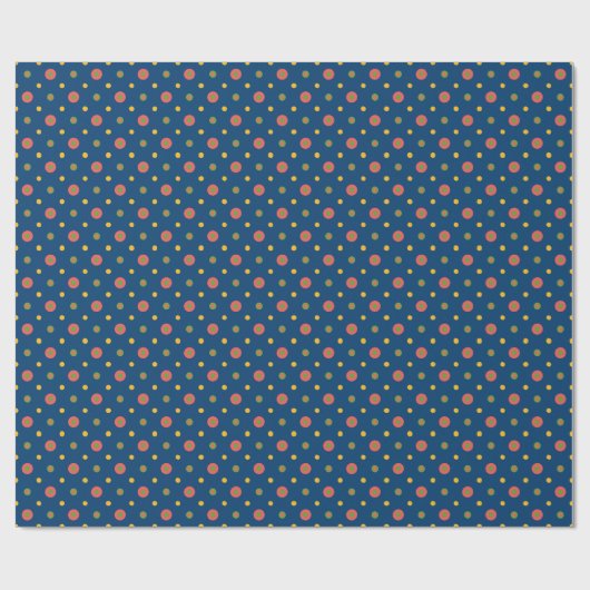 Quirky Polka Dots op Navy Blue Wrapping Paper Cadeaupapier (Vlak)