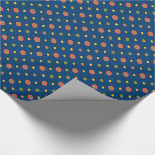 Quirky Polka Dots op Navy Blue Wrapping Paper Cadeaupapier
