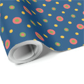 Quirky Polka Dots op Navy Blue Wrapping Paper Cadeaupapier (Rol Hoek)