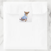 Quirky portret van een Teacup Chihuahua 2 Vierkante Sticker (Tas)