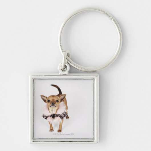 Quirky portret van een Teacup Chihuahua Sleutelhanger (Voorkant)