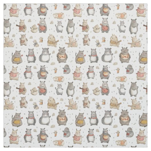 Quirky Quarters: Whimsy Hippo Stof (Swatch)