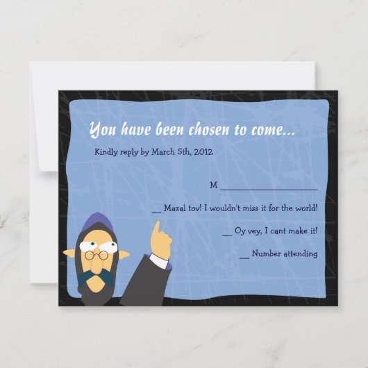 Quirky Rabbi Bar Bat Mitzvah Uitnodigingskaart RSVP Kaartje (Voorkant)