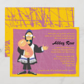 Quirky Rabbi Jewish Baby Naming Invitation Kaart (Voorkant / Achterkant)