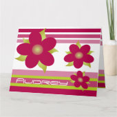 Quirky Raspberry Floral Birthday Kaart (Voorkant)