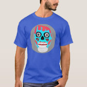 QUIRKY RED EN BLUE ZOMBIE SKULL T-SHIRT (Voorkant)