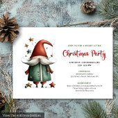 Quirky red green Christmas party invitation card Kaart