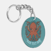 Quirky Red Octopus Artwork Personalized Design Sleutelhanger (Voorkant Links)