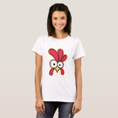 Quirky Red Rooster Cartoon Art T-shirt (Voorkant volledig)