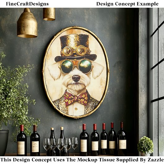 Quirky Regal Steampunk Dog Portrait EA6 Decoupage Tissuepapier