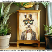 Quirky Regal Steampunk Dog Portrait EA6 Decoupage Tissuepapier