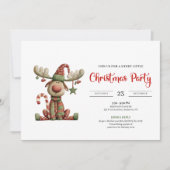 Quirky Reindeer Festive Watercolor Party Invites Kaart (Voorkant)