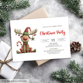 Quirky Reindeer Festive Watercolor Party Invites Kaart