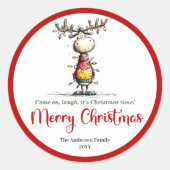 Quirky reindeer fun whimsical Xmas sticker style (Voorkant)