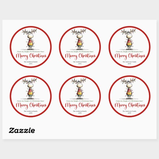 Quirky reindeer fun whimsical Xmas sticker style (Vel)