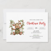 Quirky Reindeer modern chic Christmas invitation Kaart (Voorkant)