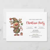 Quirky Reindeer Modern Festive Holiday Invitation Kaart (Voorkant)