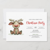 Quirky Reindeer modern watercolor Christmas invite Kaart (Voorkant)