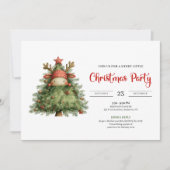 Quirky Reindeer trendy red green Christmas invite Kaart (Voorkant)