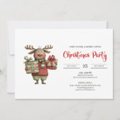 Quirky Reindeer watercolor festive holiday invite Kaart (Voorkant)