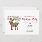 Quirky Reindeer watercolor red green Christmas  Kaart (Voorkant)