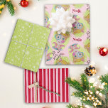 Quirky Retro Christmas Elf Roze Rood Groen Voeg na Inpakpapier Vel<br><div class="desc">Dit schattige kerstontwerp is gemaakt met behulp van mijn hand geschilderde mixed media elf met eigenzinnige details en een groene achtergrond met sneeuwvlokken voor een unieke en grillige sfeer. Het retro kleurenpalet van roze, groen en blues uit het midden van de eeuw is ideaal voor het moderne vakantieseizoen en de...</div>