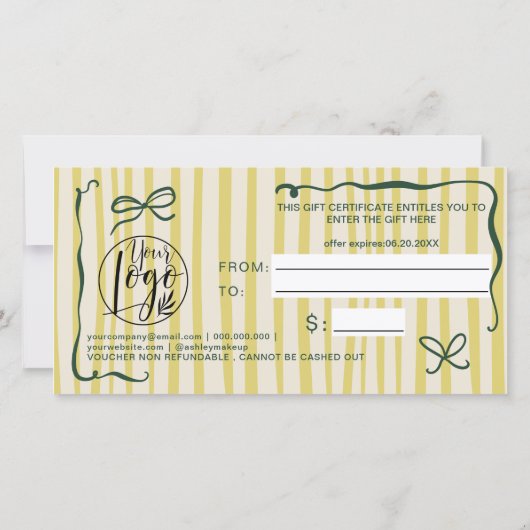 Quirky Retro Citrus HandDrawn Bow Gift Certificate (Achterkant)