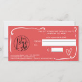Quirky Retro Coral Red Christmas Gift Certificate (Achterkant)