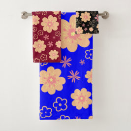 Quirky Retro Floral Pattern Bath Towel set Bad Handdoek