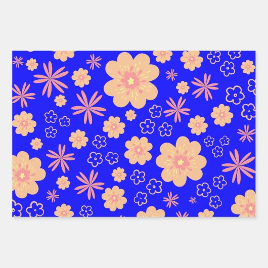 Quirky Retro Floral Pattern Inpakpapier Vel (Voorkant 2)