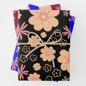 Quirky Retro Floral Pattern Inpakpapier Vel (In situ)